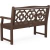 Martha Stewart by POLYWOOD Chinoiserie 48″ Outdoor Bench for Patio, Porch & Backyard, Sand – Durable All-Weather HDPE Garden Seat with Back Support – Classic 2 Person Seating, Made in The USA(Mahogany)