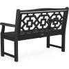 Martha Stewart by POLYWOOD Chinoiserie 48″ Outdoor Bench for Patio, Porch & Backyard, Sand – Durable All-Weather HDPE Garden Seat with Back Support – Classic 2 Person Seating, Made in The USA(Black)