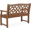 Martha Stewart by POLYWOOD Chinoiserie 48″ Outdoor Bench for Patio, Porch & Backyard, Sand – Durable All-Weather HDPE Garden Seat with Back Support – Classic 2 Person Seating, Made in The USA(Teak)
