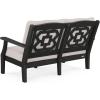 Martha Stewart by POLYWOOD® Chinoiserie 4-Piece Deep Seating Set with Loveseat in Sand/Glacier Spa(Black / Dune Burlap)
