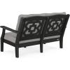 Martha Stewart by POLYWOOD® Chinoiserie 4-Piece Deep Seating Set with Loveseat in Sand/Glacier Spa(Black / Grey Mist)