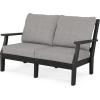 Martha Stewart by POLYWOOD® Chinoiserie 4-Piece Deep Seating Set with Loveseat in Sand/Glacier Spa(Black / Grey Mist)
