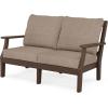 Martha Stewart by POLYWOOD® Chinoiserie 4-Piece Deep Seating Set with Loveseat in Sand/Glacier Spa(Mahogany / Spiced Burlap)