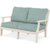Martha Stewart by POLYWOOD® Chinoiserie 4-Piece Deep Seating Set with Loveseat in Sand/Glacier Spa(Sand / Glacier Spa)