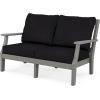Martha Stewart by POLYWOOD® Chinoiserie 4-Piece Deep Seating Set with Loveseat in Sand/Glacier Spa(Slate Grey / Midnight Linen)