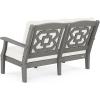 Martha Stewart by POLYWOOD® Chinoiserie 4-Piece Deep Seating Set with Loveseat in Sand/Glacier Spa(Slate Grey / Natural Linen)