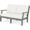 Martha Stewart by POLYWOOD® Chinoiserie 4-Piece Deep Seating Set with Loveseat in Sand/Glacier Spa(Slate Grey / Natural Linen)