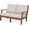 Martha Stewart by POLYWOOD® Chinoiserie 4-Piece Deep Seating Set with Loveseat in Sand/Glacier Spa(Teak / Dune Burlap)