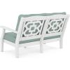 Martha Stewart by POLYWOOD® Chinoiserie 4-Piece Deep Seating Set with Loveseat in Sand/Glacier Spa(White / Glacier Spa)