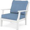 Martha Stewart by POLYWOOD® Chinoiserie 4-Piece Deep Seating Set with Loveseat in Sand/Glacier Spa(White / Sky Blue)
