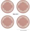 Martha by Martha Stewart | Chilewich Scroll Round Set of 4 Placemats in Burnt Coral(Burnt Coral)