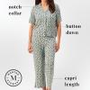 Peace Love & Dreams Martha Stewart Women’s Capri Pajama Set | Lightweight Rayon Sleepwear | Short Sleeve(Green Leaf)