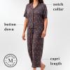 Peace Love & Dreams Martha Stewart Women’s Capri Pajama Set | Lightweight Rayon Sleepwear | Short Sleeve(Tonal Grey)
