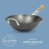 SUR LA TABLE Kitchen Essentials Quick Fire 13.5″ Carbon Steel Flat Bottom Wok – Durable Nonstick Stir Fry Pan