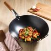 SUR LA TABLE Kitchen Essentials Quick Fire 13.5″ Carbon Steel Flat Bottom Wok – Durable Nonstick Stir Fry Pan