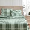 Martha Stewart – Full Size Sheets Set, Crisp & Tailored Cooling Sheets w/a Naturally Smooth Cotton Percale Lightweight Feel – Bed Sheets with Matching Pillowcases & Fitted Sheet (Stripe Blue)(Madison Gingham Green)
