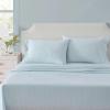 Martha Stewart – Full Size Sheets Set, Crisp & Tailored Cooling Sheets w/a Naturally Smooth Cotton Percale Lightweight Feel – Bed Sheets with Matching Pillowcases & Fitted Sheet (Stripe Blue)(Stripe Blue)