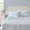Martha Stewart – Full Size Sheets Set, Crisp & Tailored Cooling Sheets w/a Naturally Smooth Cotton Percale Lightweight Feel – Bed Sheets with Matching Pillowcases & Fitted Sheet (Stripe Blue)(Floral Blue)