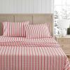 Martha Stewart – Full Size Sheets Set, Crisp & Tailored Cooling Sheets w/a Naturally Smooth Cotton Percale Lightweight Feel – Bed Sheets with Matching Pillowcases & Fitted Sheet (Stripe Blue)(Rose Ribbon Red)