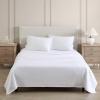 Martha Stewart – Full Size Sheets Set, Crisp & Tailored Cooling Sheets w/a Naturally Smooth Cotton Percale Lightweight Feel – Matching Pillowcases & Fitted Sheet (Skylands Solid Beige)(Lilly Pond Leaf Beige)