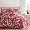 Martha Stewart – Queen Quilt Set, Classic Quilted Bedding, Lightweight, Incredibly Soft & Wrinkle Resistant Quilt with Matching Pillowcases, 3 Piece Bed Set (Dancing Deer Red)(Dancing Deer Red)