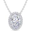 Martha Stewart 2 1/4 Carat Lab Grown Diamond Halo Necklace In 14 Karat Gold, Lab Grown Diamond Necklace For Women(white-gold)