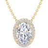 Martha Stewart 2 1/4 Carat Lab Grown Diamond Halo Necklace In 14 Karat Gold, Lab Grown Diamond Necklace For Women(yellow-gold)