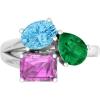 Martha Stewart 3 3/4 Carat Three Stone Gemstone Ring for Women in Sterling Silver, Gemstone Jewelry For Women(Option 2)