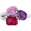 Martha Stewart 3 3/4 Carat Three Stone Gemstone Ring for Women in Sterling Silver, Gemstone Jewelry For Women(Option 5)