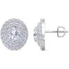 Martha Stewart 4 Carat Lab Grown Diamond Halo Stud Earrings In 14K Gold, Oval Shape Lab Grown Diamond Earrings for Women(white-gold)