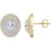 Martha Stewart 4 Carat Lab Grown Diamond Halo Stud Earrings In 14K Gold, Oval Shape Lab Grown Diamond Earrings for Women(yellow-gold)