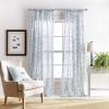 Martha Stewart Annabelle Floral Sheer Rod Pocket Single Curtain Panel, 84″, Linen(Aqua)