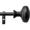 Martha Stewart Barrington Curtain Rod for Windows 36 to 66 inches, Adjustable Length .75 inch Diameter Metal Curtain Rod with Round Finials, 36” – 66”, Matte Black(Black)