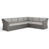 Martha Stewart Bedford Indoor-Outdoor Modular Patio Sectional Sofa for 6 with Rattan Wicker Finish in Gray with Gray All-Weather Cushions