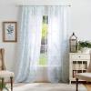 Martha Stewart Bellefield Floral Sheer Rod Pocket Window Curtain Panel Pair, 84″, Linen(Aqua)