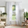 Martha Stewart Bellefield Floral Sheer Rod Pocket Window Curtain Panel Pair, 84″, Linen(Linen)