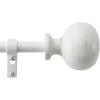 Martha Stewart Bergen Curtain Rod for Windows 66 to 120 inches, Adjustable Length .75 inch Diameter Metal Curtain Rod with Round Finials, 66” – 120”, White Washed Wood(White)