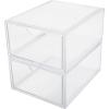 Martha Stewart Brody Desk Organizer with Drawer, Stackable Plastic Desk Storage Box, Organizer for Office, Bathroom, Countertop or Dorm, 12.75″ x 7.75″, Clear(6″ x 7.5″)