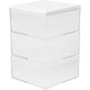 Martha Stewart Brody Plastic Storage Organizer Bins with Engineered Wood Lid for Home Office, Kitchen, or Bathroom, 3 Pack Small, 3.75″ x 3″, Clear/White