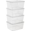 Martha Stewart Brody Plastic Storage Organizer Bins with Transparent Lids for Home Office, Kitchen, or Bathroom, 4 Pack, 6.75″ x 5″