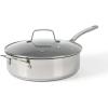 Martha Stewart Delaroux Stainless Steel 4-Quart PFAs Free Premium Ceramic Nonstick Saute Pan w/Tempered Glass Lid