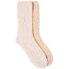 Martha Stewart Fuzzy Socks For Women – 2 Pairs – Warm And Cozy For Winter, Stocking Stuffer(Tan/Silver Grey)