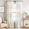Martha Stewart Georgia Embroidery Sheer Rod Pocket Window Curtain Panel Pair, 84, Ivory(Ivory)