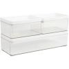 Martha Stewart Grady Clear Plastic Stackable Storage Boxes with White Plastic Lids, Set of 3(Clear/White Plastic Top)