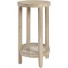 Martha Stewart Harley Accent Tables Modern Farmhouse, Rattan Shelving Design, Round Tabletop Living Room Furniture Occasional Piece, Dia. 15″ X 28″, Wheat(Farm House)
