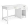 Martha Stewart Hutton Shaker Style Home Office Desk with 2 Side Drawers in White with Polished Brass Hardware