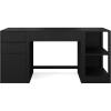 Martha Stewart Kayden Home Office Modular Desk with Drawer, 2 Tier Shelf, and File Cabinet in Light Natural with Brushed Gold Hardware(Black)