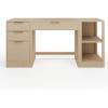 Martha Stewart Kayden Home Office Modular Desk with Drawer, 2 Tier Shelf, and File Cabinet in Light Natural with Brushed Gold Hardware(Light Natural)
