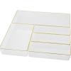 Martha Stewart Kerry Plastic Stackable Office Desk Drawer Organizers, Set of 8, with Gold Trim(Set of 5)