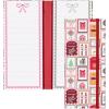 Martha Stewart List Pad Folio, Holiday Hardcover Notepad with Elastic Closure, 2 Lined List Pads with 52 Perforated Sheets Each, Portable Organizer for Gift & Shopping Lists (Stamps)